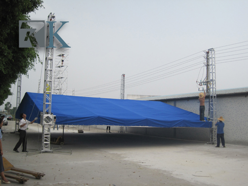 Stage roof truss system with canvas cover for exhibition